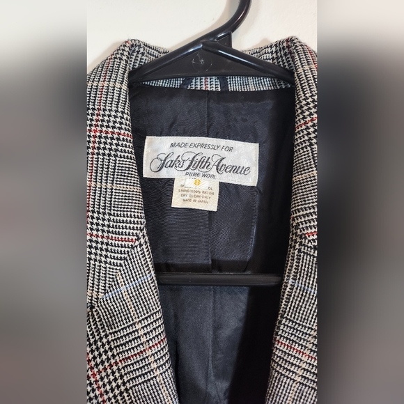 Saks Fifth Avenue Wool Plaid Blazer New - Picture 3 of 5